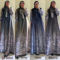 Talia Dress Silk Gradasi Batik & Bunga set Hijab
