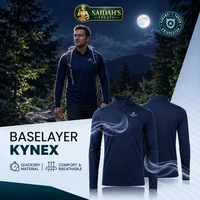 ANTARESTA - Baselayer Kynex Manset Olahraga Lengan Panjang Pria Wanita Unisex Quickdry M Navy