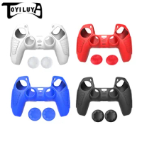 TOYILUYA Silicone Game Handle Protective Cover for Sony Playstation 5 PS5 Non-Slip Handle Accessories red blue white and black