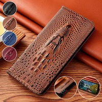 Genuine leather Alligator head Case for OPPO realme A5 C1 C11 C12 C15 C17 C20 C21 C25 A1K 2018 2019 Coque Flip Cover Funda Bags