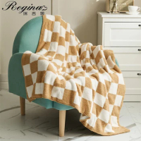 REGINA Brand Downy Checkerboard Plaid Blanket Fluffy Soft Casual Sofa TV Throw Blanket Room Decor Bed Bedspread Quilt Blankets