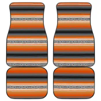Mexican Blanket Orange Gray Black Pattern 01 Car Floor Mats Set of 4 Front and Back
