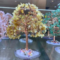 Natural quartz crystal money tree crystal lucky tree Bonsai Office Home Table Feng Shui Decoration