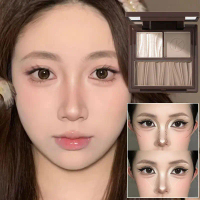 Palet pembentuk kontur tiga warna untuk solekan wajah dengan kesan tinggi dan gelap, mudah dicampur,