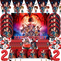 Stranger Things 4 Birthday Party Decorations Disposable Tableware Plate Cup Napkins Stranger Things Party Supplies for Boys Kids