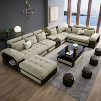 DDF - SOFA RUANG TAMU MINIMALIS LEATHER U FULLSET FURNITURE