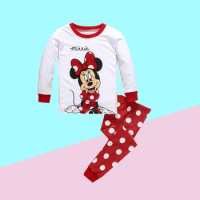 New Spring Autumn Children's Clothing Sets Red Round Dot Minnie Girl Sleepwear Clothes Kids Pajamas Set Baby Girls Pyjamas