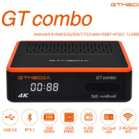 GTmedia GT Combo Android 9.0 BOX+DVB-S/S2/S2X,DVB+T/T2 4K UHD Display And Decoder TV Satellite Receiver