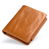 Genuine Leather Wallet Men Ridge Mens Wallet with Coin Pocket Rfid Protection Purse Slim Smart Cardholder Business ID Holder