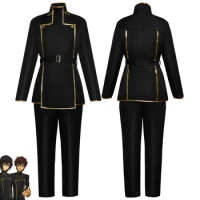 Anime Code Geass Cosplay The Rebellion Lelouch Lamperouge Costume Men Uniform Black Coat Pant Belt Outfits Halloween Carnival