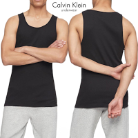 Calvin Klein Cotton 男內衣 超舒適羅紋彈力 男性背心 CK背心-黑色 三入組