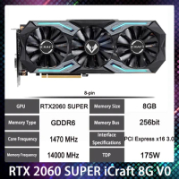 RTX 2060 SUPER iCraft 8G V0 For MAXSUN Video Card GDDR6 14000MHz 256bit RTX2060 SUPER 8GB Desktops Graphics Card Works Perfectly