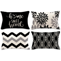 [HOT NYRD KHG 121 ] Black and white geometric linen pillowcase sofa cushion cover home decoration ca