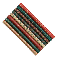 8 Pcs Christmas Wrapping Paper DIY Gift Wrapper Stripe Packaging Supplies Yellow Kraft Birthday