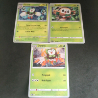 Kartu Pokemon Indonesia Tcg dartrix 010 rowlet 006 dartrix 007