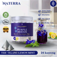 NATERRA Teh Celup Cantik Enak & Sehat Purple Breeze 24 Tea Bag Pyramid Bunga Telang Lemon Mint Menye