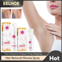 EELHOE Permanent Hair Removal Mousse Spray Armpit Legs Arms Hair Growth Inhibitor Mild Body Skin Smooth Painless Depilatory Foam