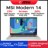 MSI Modern 14 Laptop 14 Inch FHD 60Hz IPS Screen Notebook AMD Ryzen R5-7530U 16GB 512GB AMD Radeon Graphics Netbook Computer PC
