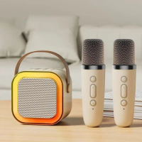 Karaoke Machine Bluetooth 5.3 PA Speaker System with 1/2 Microphones Portable Karaoke Machine Home Family Singing
