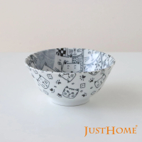 【Just Home】日本製滿版貓陶瓷5.5吋飯碗(日本製 碗 多用井 丼)