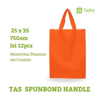 Taska - (Isi12) TAS KAIN SPUNBOND HANDLE 25x35 LUSINAN WARNA ORANGE Grosir Tas Seminar