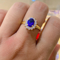 Cincin permata biru 2 gram emas muda