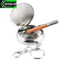 New Mini Stainless Steel Pocket Ashtray Vehicle Cigarette Portable with Key Chain Cigar Smoking Tray