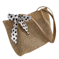 Straw Handbag Handmade Woven Basket Bucket Beach Bag Women Sling Bag Tote Bag Travel