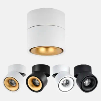 Dimmable COB LED Downlights Surface Mounted LED Ceiling Lamps 10W/15W/18W Foldable And 360° Rotatable Background Spot lights