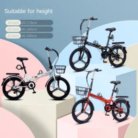 Foldable Bicycle Female Ultralight Portable Bicycle Mini Variable Speed Small New 20 Inch Adult Mobility Bicycle