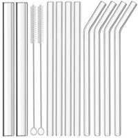 Reusable Glass Straws Set Large Clear Glass Boba Straws Wide Smoothie Drinking Straws for Bubble Tea Milkshakes Popping Pearls
