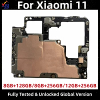 Original Unlocked Motherboard for Xiaomi Mi 11, 5G Main Circuits Board, Global Version, 128GB, 256GB
