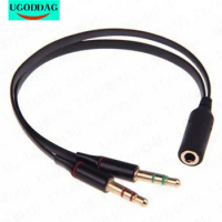PC Headphone Earphone Mic Jack Adapter 1 Female To 2 Male Connected Splitter 3.5mm Female To 2 Male Y Splitter Aux Audio Cable