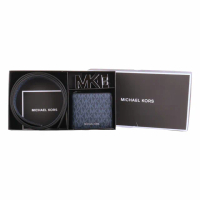 【Michael Kors】屬MK 雙面配色皮帶+短夾禮盒(灰藍)