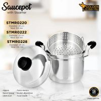 Panci + Steamer Stainless Steel 22 cm, STMR0222- Golden Flying Fish