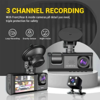 3 Channel Dash Cam 1080P FHD Black Box Dash Camera For Car Camera Video Recorder With Super IR Night Vision 24H Parking Monitor