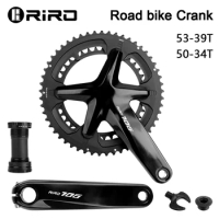 RIRO Road Bike Integrated Crankset Crank Arms For Bicycle Hollowtech 110 Bcd Connecting Rods Candle Pe 2 Crowns 53/39 50/34