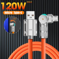 Aluminum Alloy Micro USB Type-C Charger Date Cable Widen 180° Rotatable Fast Charging Lightning Wire Cord USB C Line