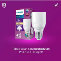 Lampu Bohlam 9 11 13 15 17 20 W Watt PHILIPS LED BRIGHT Bulb E27 - Warna Kuning Warm White 3000K