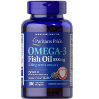 Puritan's Pride One Per Day -3 Fish Oil 1000 mg (300 mg Active -3) / 100 Softgels- ปลาวาฬสีน้ำเงิน