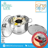 Royal Life Stainless Langseng dengan Kukusan Panci Bakso Mini 24 cm (Steamer Suki)