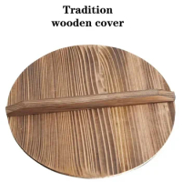 China Traditional Wooden Drop Lid 30-36cm Wok Cover Large Carbonized Wood Cover Jar Cookware Parts Kitchen Utensil