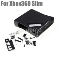 1set Brand New Full Housing Shell Case With Stikers and Buttons For Xbox360 Slim Console Protector Black Color