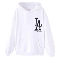Mid-length off white lady hooded sweatshirt loose casual long sleeve hoodie fullover oversized female tops clothing