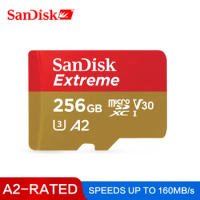 SanDisk carte mémoire extrême 256GB TF carte Flash 128GB 64GB SDXC UHS-I carte MicroSD U3 Class10 V30 A2 pour gopro 4K UHD vidéo