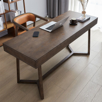 白蠟木書桌現代簡約帶抽屜書桌極簡意式書房北歐實木 長條桌子