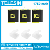 TELESIN For GoPro Hero 9 10 Battery 1750mAh With Battery Box For GoPro 9 10 Black Action Camera Accessories