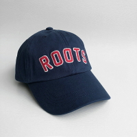 美國百分百【全新真品】ROOTS 經典學院 棒球帽 海貍 帽子 logo 專櫃配件 男帽 深藍色 紅字 AE08