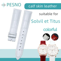 PESNO Suitable for Solvil et Titus 2630 Calf Skin Leather Watch Band Highlights Patent Genuine Leather Women Watch Straps