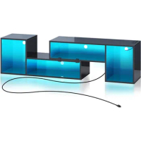 TV Stand, Deformable TV Stand with LED Strip, Modern Entertainment Center for 45/50/55/60/65/70 inch TVs, Gaming TV Table